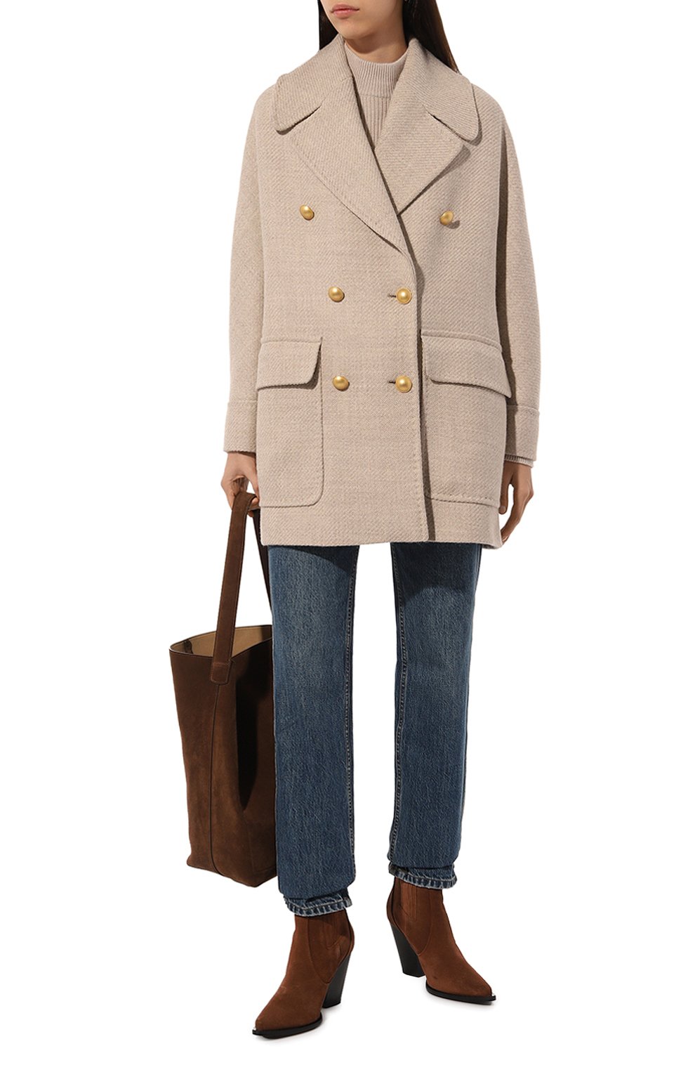 Шерстяное полупальто TAGLIATORE 0205 кремового цвета по цене 79150 руб., арт. LILLIAN/120070, фото 2 Шерстяное полупальто TAGLIATORE 0205, арт. LILLIAN/120070, фото 2