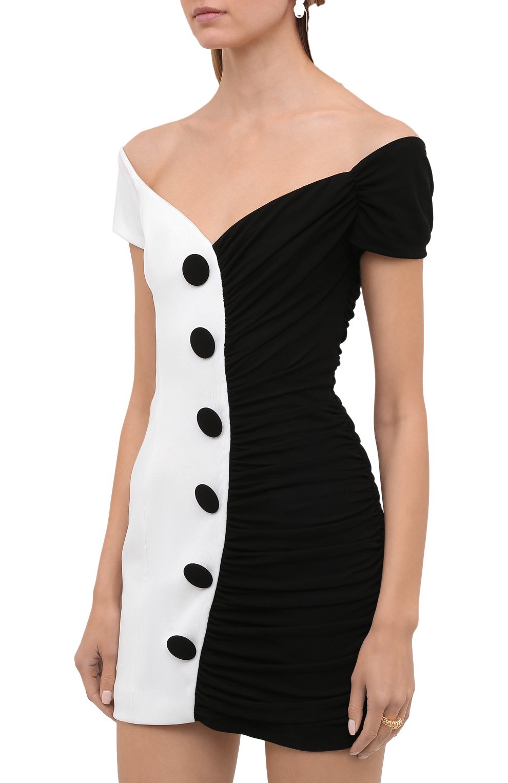 Платье из вискозы BALMAIN черно-белого цвета по цене 199500 руб., арт. VF16149/J017, фото 3 Платье из вискозы BALMAIN, арт. VF16149/J017, фото 3