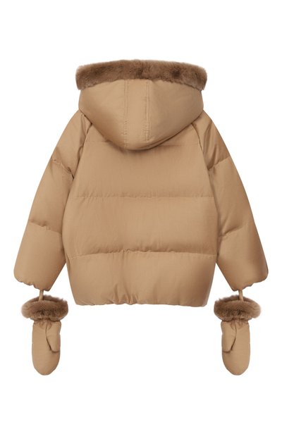 Пуховик из шерсти и шелка с отделкой из кролика YVES SALOMON ENFANT, арт. 27WEV007XXW02W, фото 2