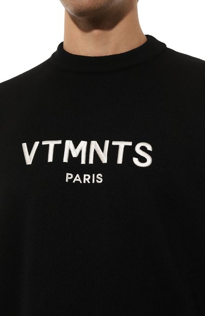 Шерстяной свитшот VTMNTS черного цвета по цене 87800 руб., арт. VL18KN100W, фото 5 Шерстяной свитшот VTMNTS, арт. VL18KN100W, фото 5