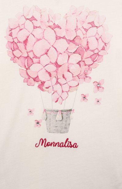 Хлопковый лонгслив MONNALISA молочного цвета по цене 6700 руб., арт. 39D600, фото 3 Хлопковый лонгслив MONNALISA, арт. 39D600, фото 3