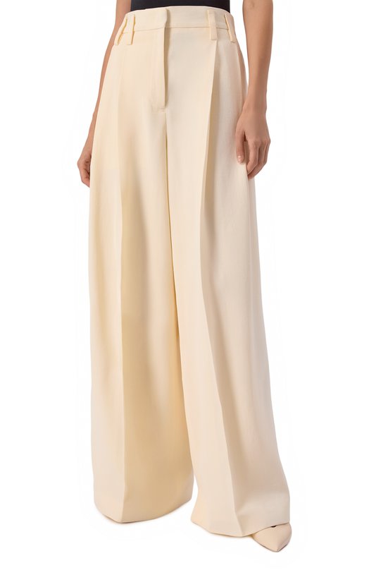 Брюки из вискозы и шелка Jil Sander J03KA0292/J65005 Кремовый  J03KA0292/J65005 Фото 3