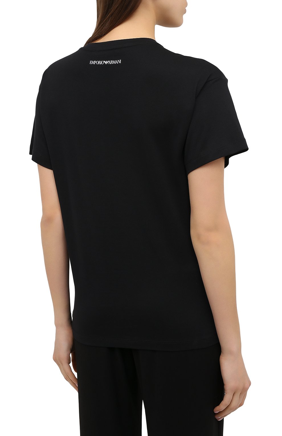 Хлопковая футболка EMPORIO ARMANI черного цвета по цене 18750 руб., арт. 6H2T7L/2J30Z, фото 4 Хлопковая футболка EMPORIO ARMANI, арт. 6H2T7L/2J30Z, фото 4