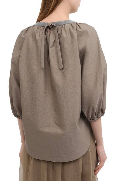 Хлопковый топ BRUNELLO CUCINELLI хаки цвета по цене 125000 руб., арт. M0F79FC400, фото 4 Хлопковый топ BRUNELLO CUCINELLI, арт. M0F79FC400, фото 4