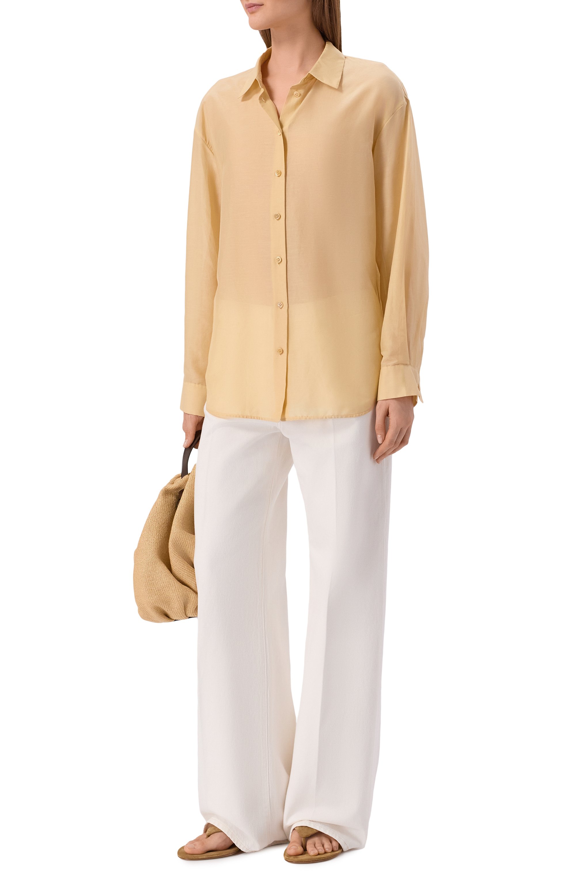 Рубашка из хлопка и шелка 12 STOREEZ желтого цвета по цене 17000 руб., арт. 137690, фото 2 Рубашка из хлопка и шелка 12 STOREEZ, арт. 137690, фото 2