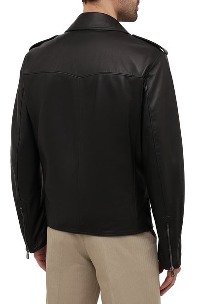 Кожаная куртка DOLCE & GABBANA черного цвета по цене 362500 руб., арт. G9UB1L/GEU47, фото 4 Кожаная куртка DOLCE & GABBANA, арт. G9UB1L/GEU47, фото 4