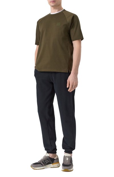 Хлопковая футболка C.P. COMPANY хаки цвета по цене 19950 руб., арт. 18CLTS023A006370W, фото 2 Хлопковая футболка C.P. COMPANY, арт. 18CLTS023A006370W, фото 2