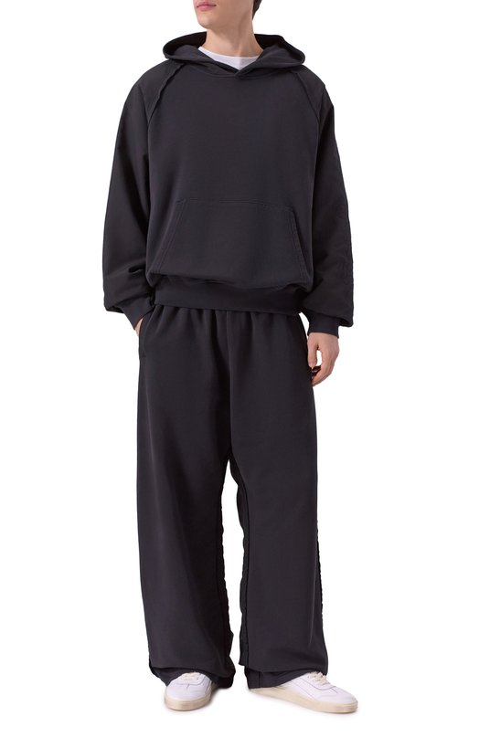 Хлопковое худи Palm Angels PMBB177F25FLE001 Чёрный  PMBB177F25FLE001 Фото 2