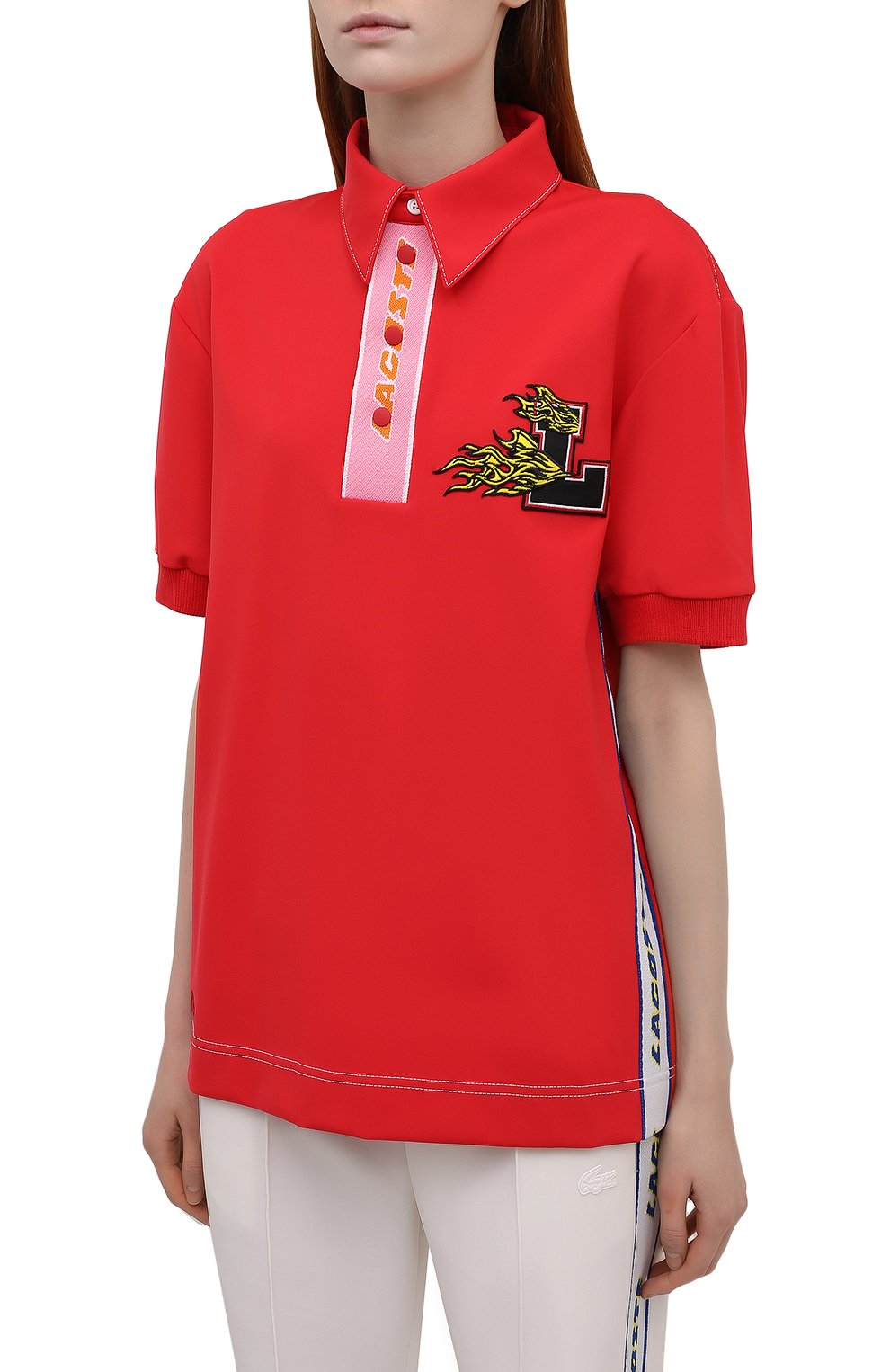 Хлопковое поло LACOSTE красного цвета по цене 42980 руб., арт. DH7984MFW, фото 3 Хлопковое поло LACOSTE, арт. DH7984MFW, фото 3