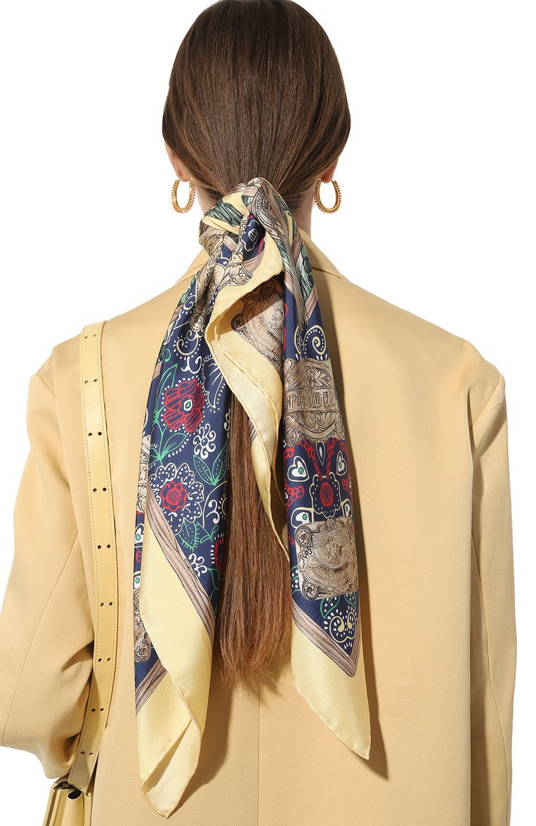 Женский шелковый платок BALLY разноцветного цвета, арт. WSC035 | Фото 2 (Принт: С принтом; Материал: Текстиль, Шелк; Материал сплава: Проставлено; Нос: Не проставлено)