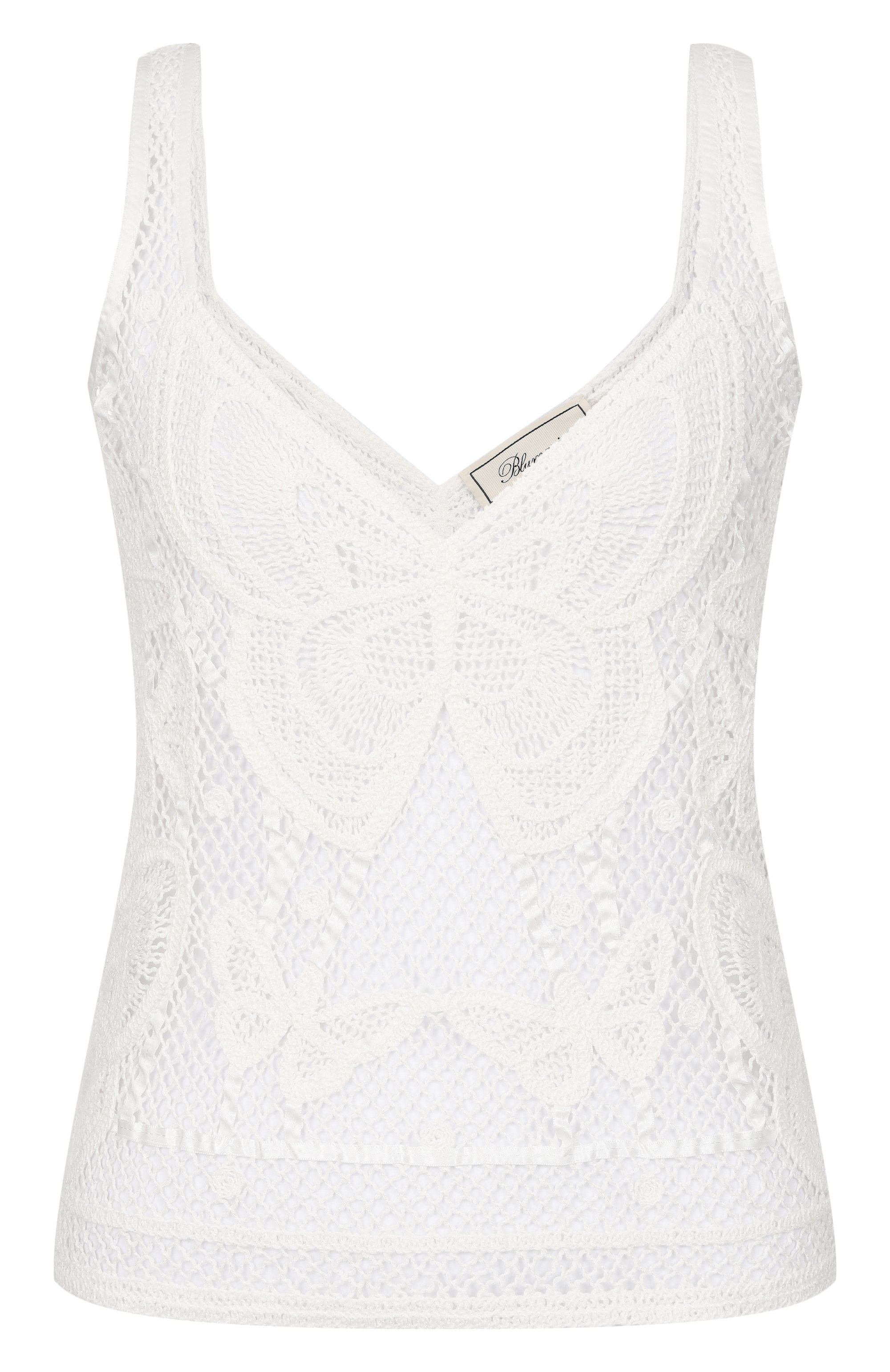 Хлопковый топ BLUMARINE белого цвета по цене 67550 руб., арт. 4M206A/F18754, фото 1 Хлопковый топ BLUMARINE, арт. 4M206A/F18754, фото 1