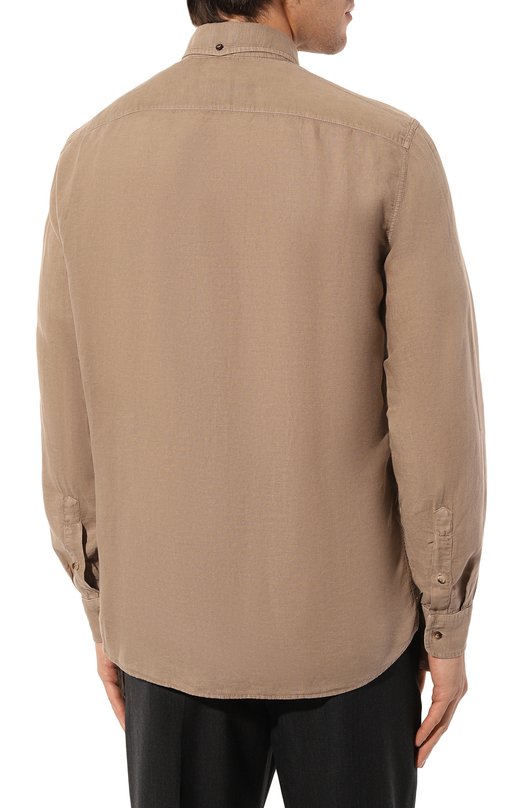 Рубашка изо льна и хлопка Brunello Cucinelli MD6980696P Бежевый  MD6980696P Фото 4