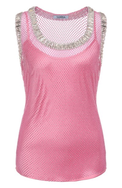 Женский шелковый топ с отделкой стразами YANINA, арт. T-2910