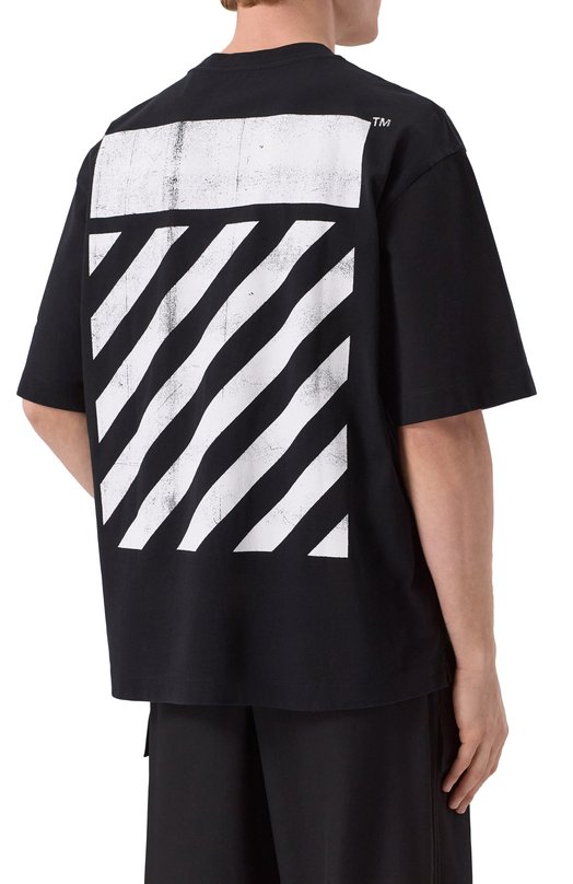 Хлопковая футболка Off-White 0MAA120F25JER00L Чёрный  0MAA120F25JER00L Фото 4