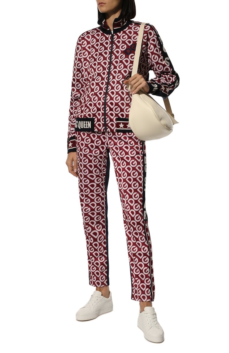 Женские брюки DOLCE & GABBANA бордового цвета, арт. FTBMBT/FS79D/0UTLET AW22-23 | Фото 2 (Длина (брюки, джинсы): Стандартные; Материал внешний: Синтетический материал; Стили: Спорт-шик; Женское Кросс-КТ: Брюки-спорт, Брюки-одежда; Силуэт Ж (брюки и джинсы): Узкие)
