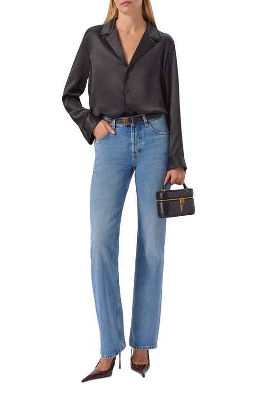 Атласная блузка Saint Laurent 856270/Y7G27 Чёрный  856270/Y7G27 Фото 2