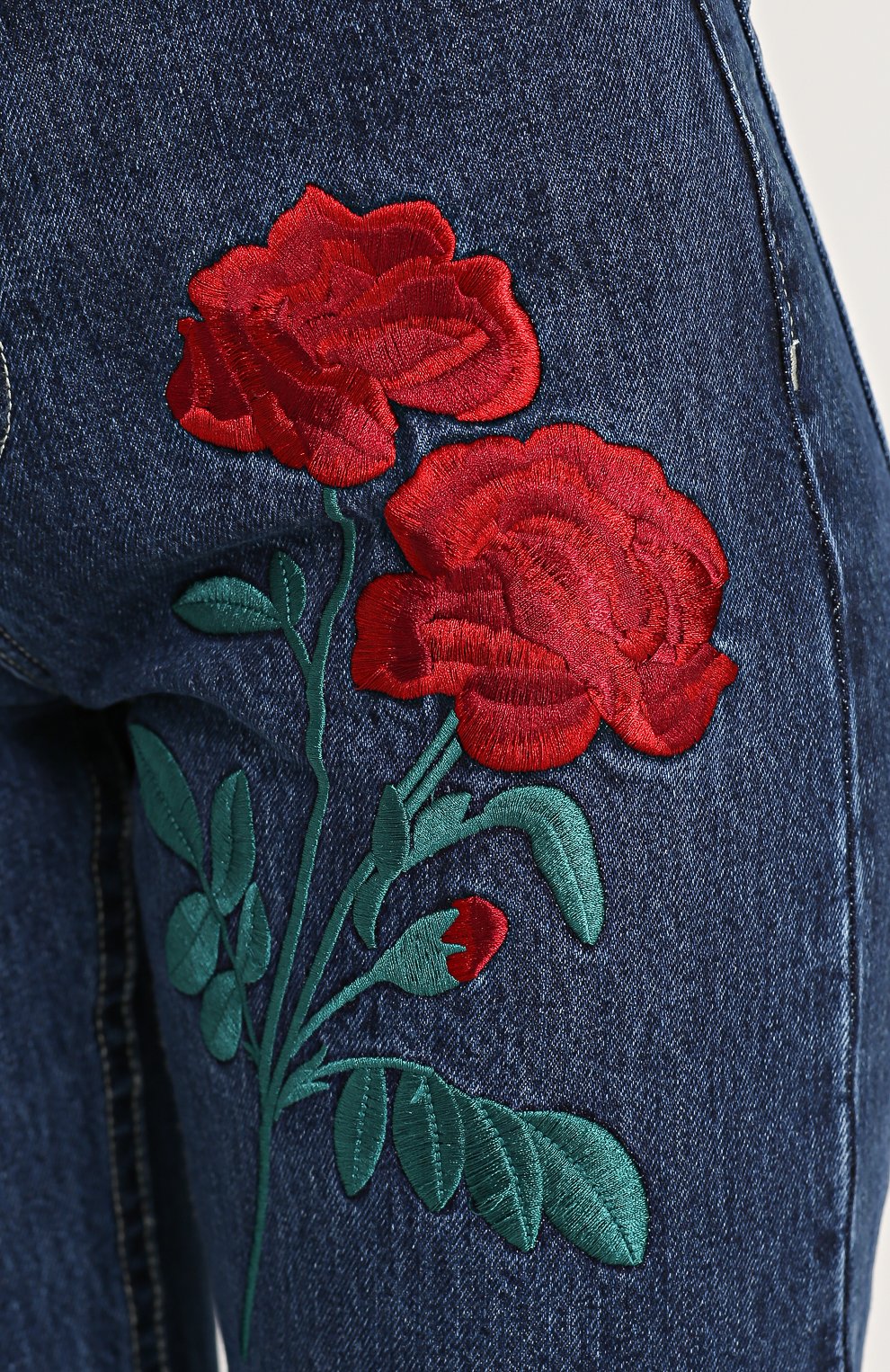 Джинсы с завышенной талией и цветочной вышивкой ADAM SELMAN, арт. 15221DE, фото 5