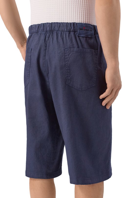 Шорты изо льна и хлопка Kiton UPR004LK0603H Синий  UPR004LK0603H Фото 4