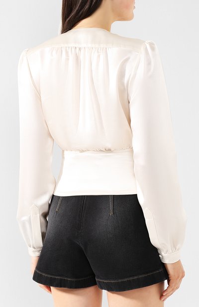Шелковая блузка SAINT LAURENT белого цвета по цене 156500 руб., арт. 568635/Y001W, фото 4 Шелковая блузка SAINT LAURENT, арт. 568635/Y001W, фото 4
