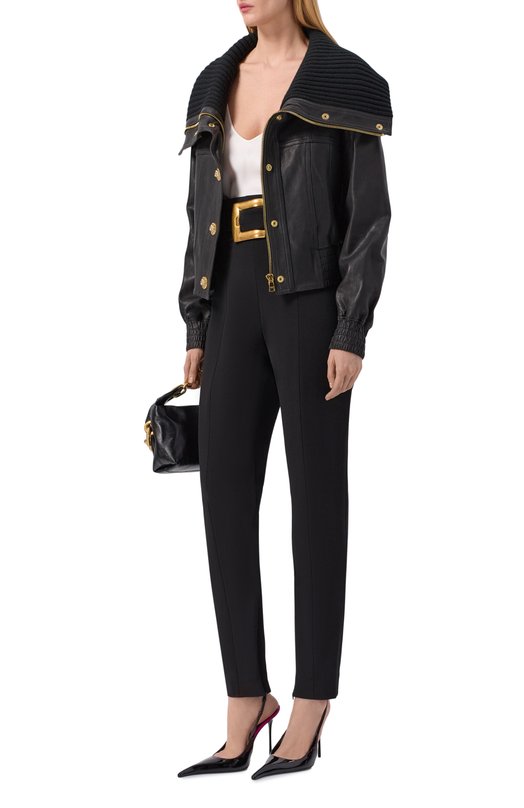 Кожаный бомбер Balmain GF1TE205/LE04 Чёрный  GF1TE205/LE04 Фото 2
