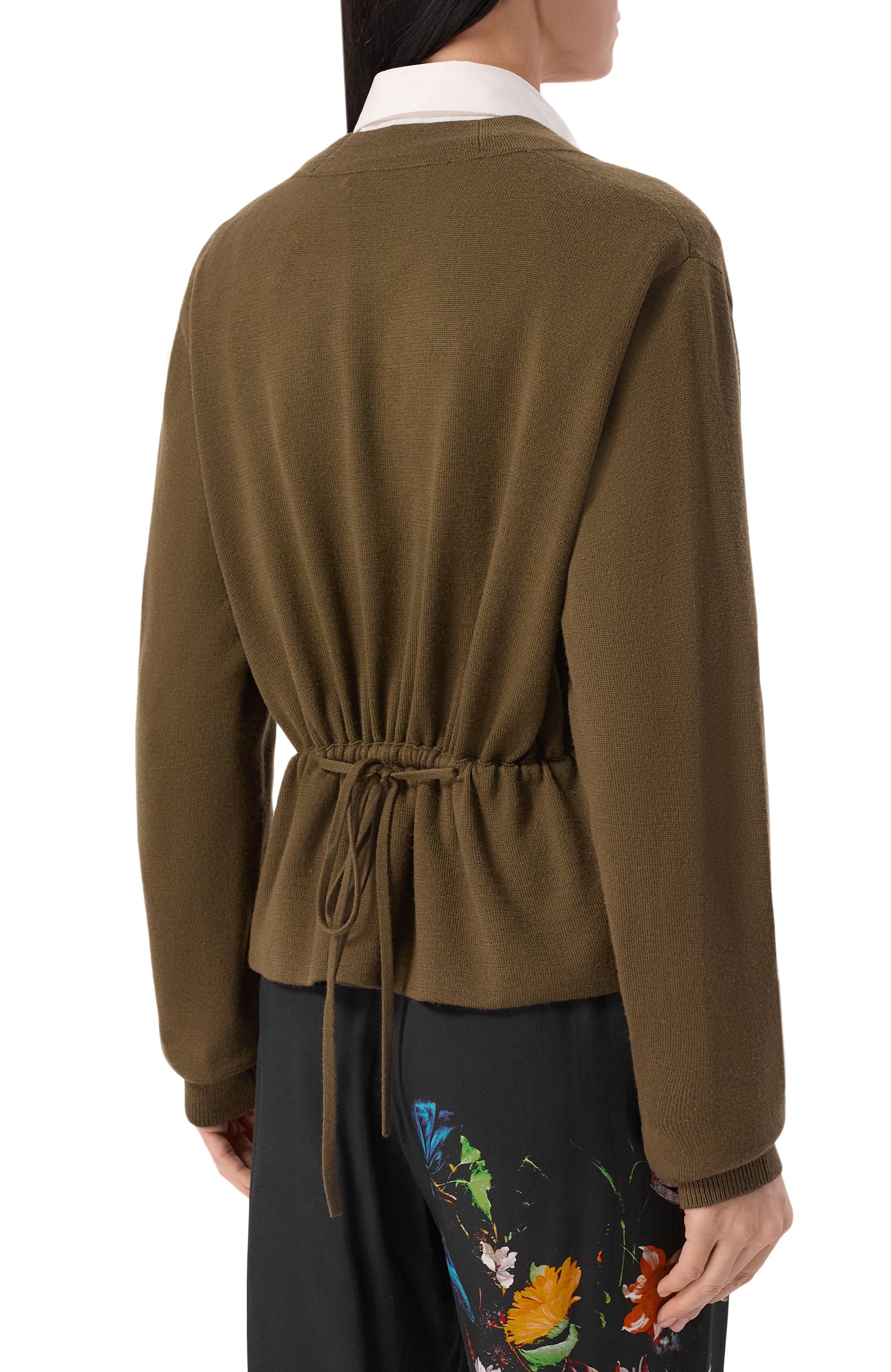 Шерстяной кардиган DRIES VAN NOTEN хаки цвета по цене 99500 руб., арт. 011218/4700, фото 4 Шерстяной кардиган DRIES VAN NOTEN, арт. 011218/4700, фото 4