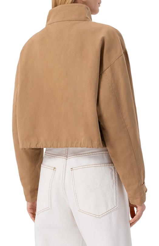 Куртка из хлопка и льна Prada P5380/14F5 Бежевый  P5380/14F5 Фото 4