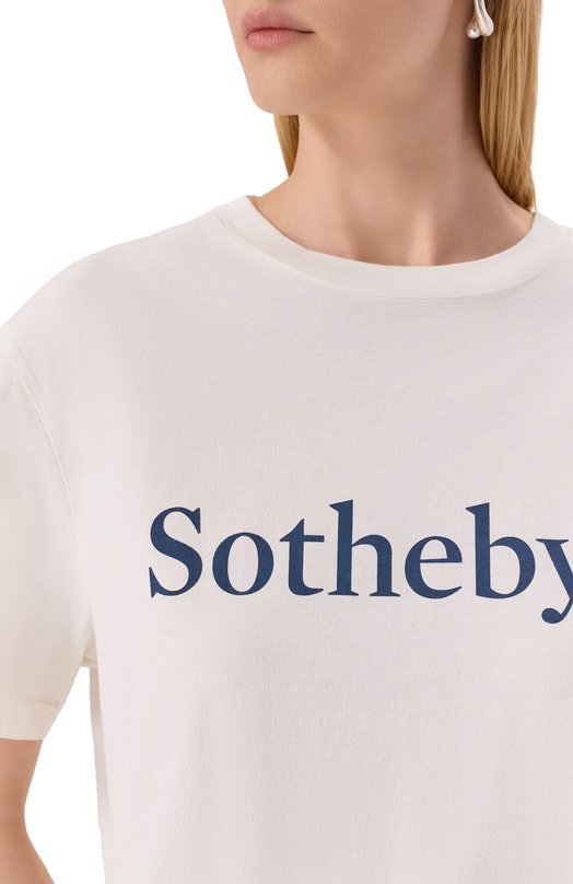 Хлопковая футболка FRAME x Sotheby's Frame Denim ME25JTE017 Белый  ME25JTE017 Фото 5