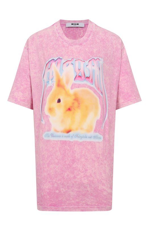 Хлопковая футболка MSGM 3941MDM106SE/257589 Розовый 3941MDM106SE/257589