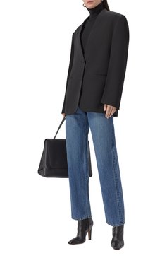Женский шерстяной жакет JIL SANDER черного цвета, арт. J04BN0108-J40021 | Фото 2 (Рукава: Длинные; Материал внешний: Шерсть; Длина (для топов): Удлиненные; 1-2-бортные: Однобортные; Женское Кросс-КТ: Жакет-одежда; Стили: Классический; Материал подклада: Вискоза)