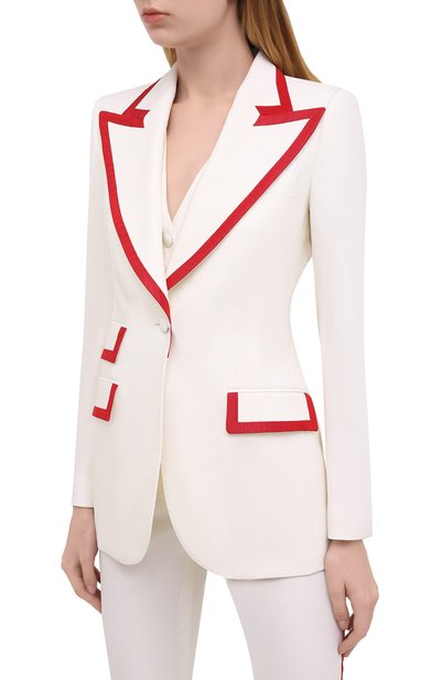 Шерстяной жакет DOLCE & GABBANA белого цвета по цене 257500 руб., арт. F29EFT/FUCC6, фото 3 Шерстяной жакет DOLCE & GABBANA, арт. F29EFT/FUCC6, фото 3