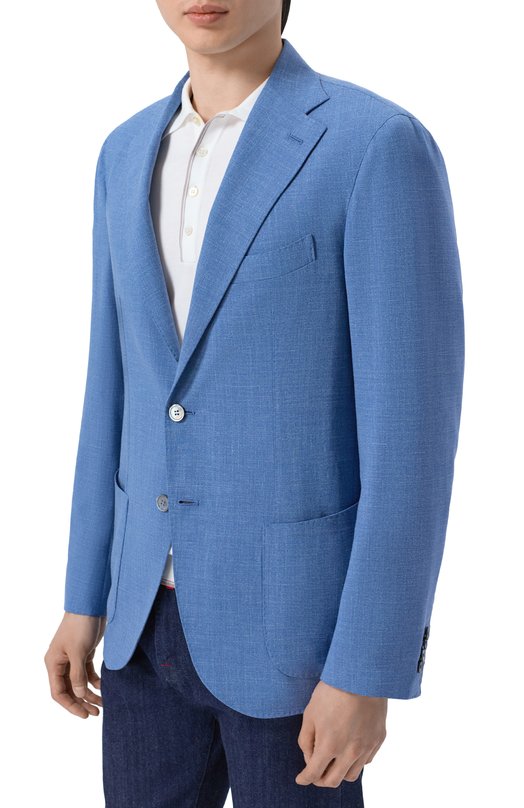 Пиджак из шерсти и шелка Andrea Campagna SALINA/T26161 Голубой  SALINA/T26161 Фото 3