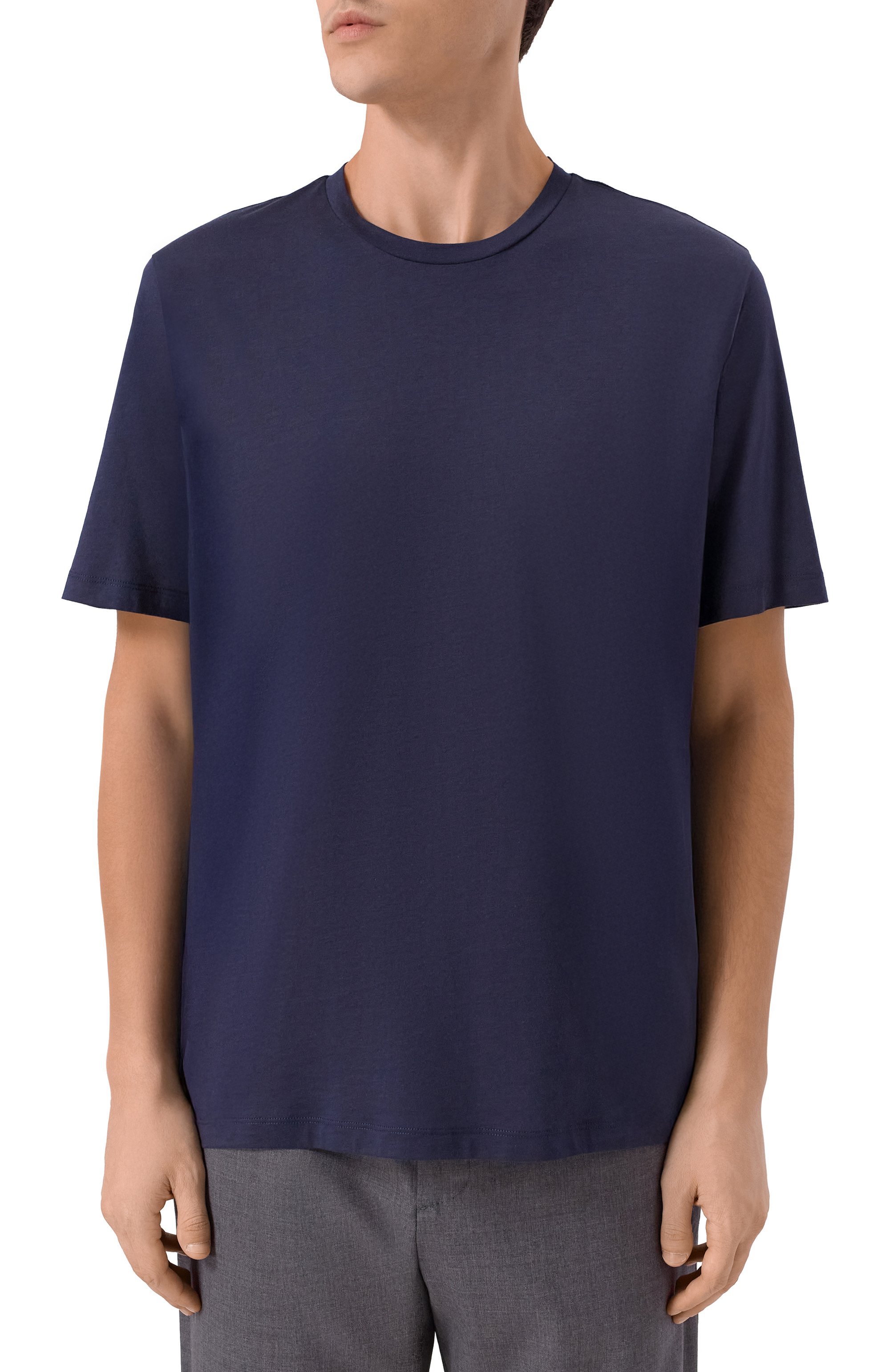 Футболка из хлопка и шелка HERNO темно-синего цвета по цене 27250 руб., арт. JG00050UR/52112, фото 3 Футболка из хлопка и шелка HERNO, арт. JG00050UR/52112, фото 3