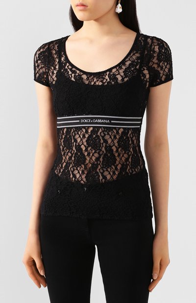 Топ DOLCE & GABBANA черного цвета по цене 66850 руб., арт. F74F9T/FLMPS, фото 3 Топ DOLCE & GABBANA, арт. F74F9T/FLMPS, фото 3