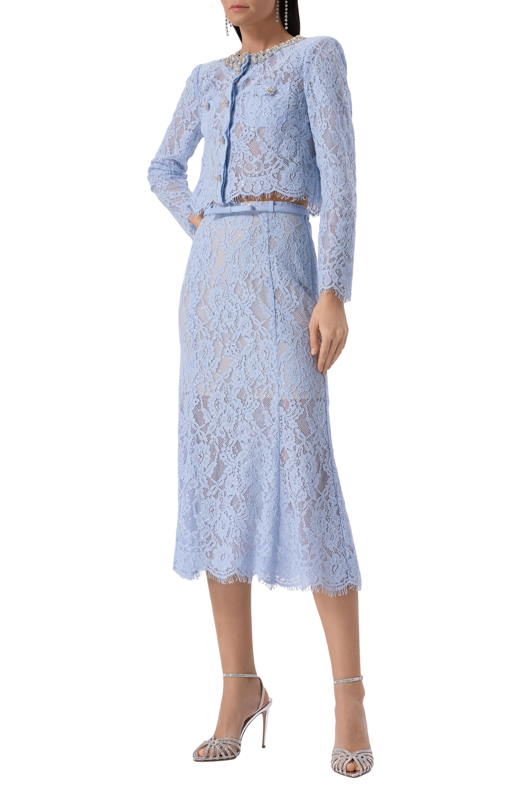 Юбка из вискозы и хлопка SELF-PORTRAIT, арт. RS25053MSK, фото 2