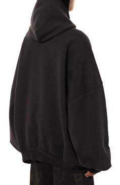 Женский хлопковая толстовка BALENCIAGA черного цвета, арт. 808227/TRVH4 | Фото 4 (Рукава: Длинные; Драгоценные камни: Проставлено; Длина (для топов): Стандартные; Материал сплава: Проставлено; Стили: Минимализм; Материал внешний: Хлопок)