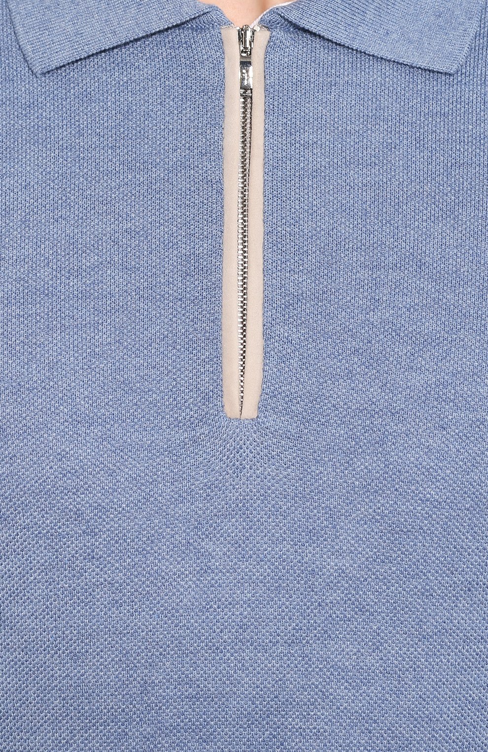 Поло из смеси хлопка и шелка FIORONI голубого цвета по цене 69550 руб., арт. MKL20600C1, фото 5 Поло из смеси хлопка и шелка FIORONI, арт. MKL20600C1, фото 5