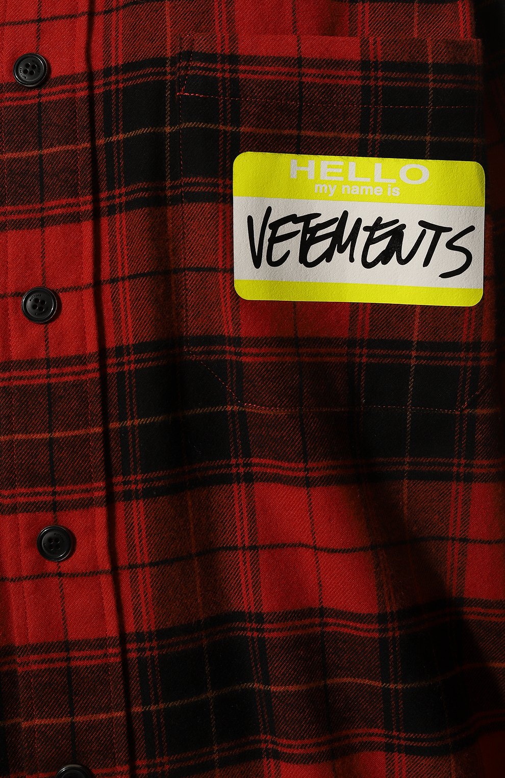 Хлопковая рубашка VETEMENTS красного цвета по цене 108500 руб., арт. UA53SH700R, фото 5 Хлопковая рубашка VETEMENTS, арт. UA53SH700R, фото 5