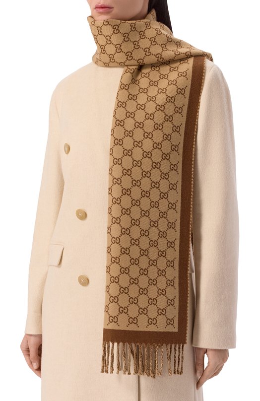 Шерстяной шарф Gucci 835534/3G200 Бежевый  835534/3G200 Фото 2