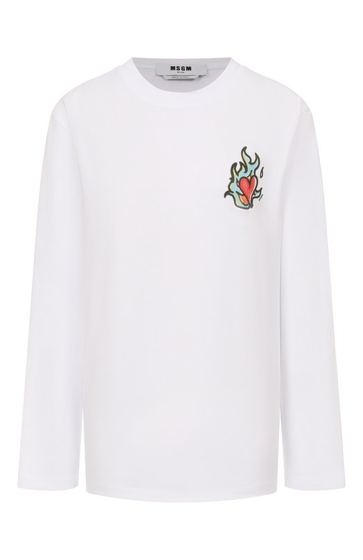 Хлопковый лонгслив MSGM 3941MDM84/257798 Белый 3941MDM84/257798