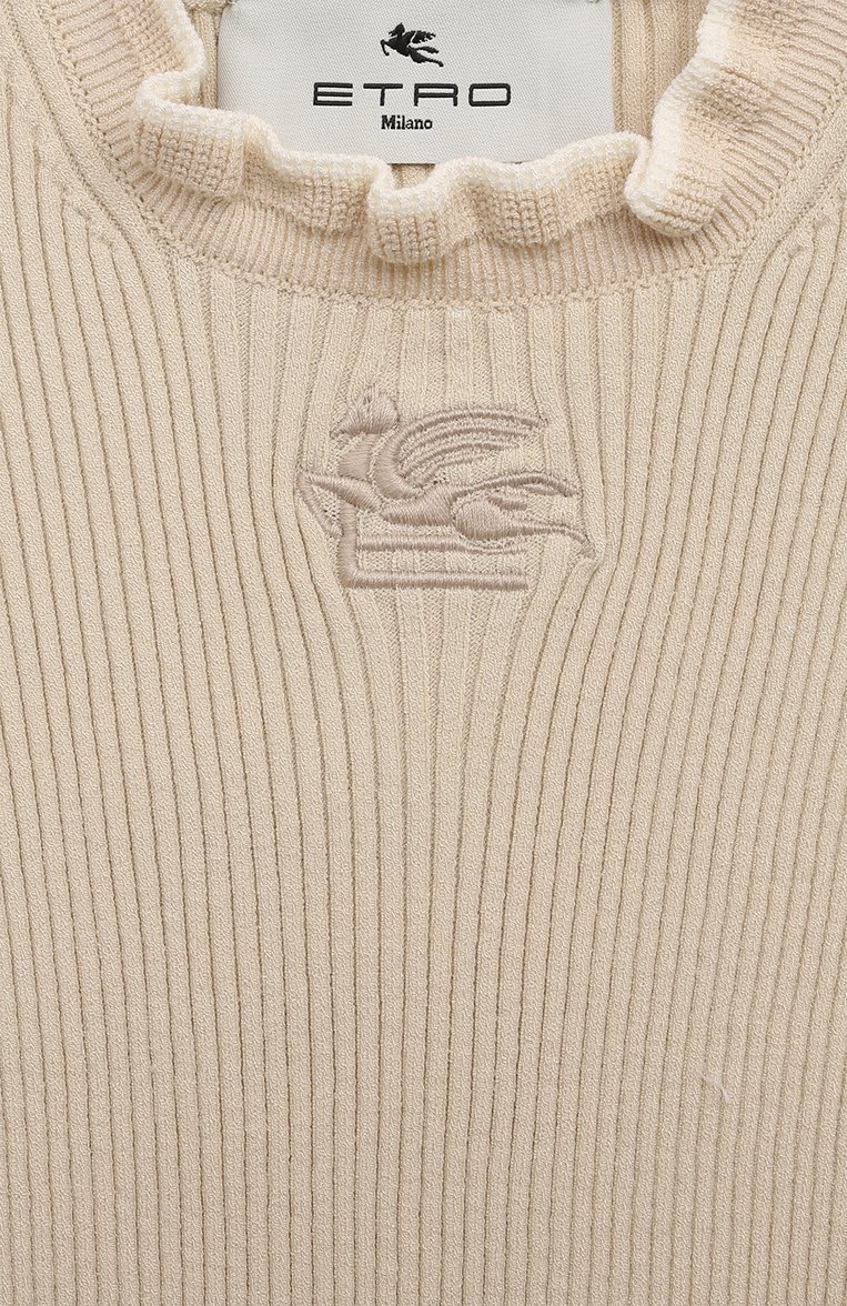 Детский джемпер из вискозы ETRO кремового цвета, арт. GU9A11 | Фото 3 (Рукава: Короткие; Девочки Кросс-КТ: Свитер-одежда; Материал внешний: Вискоза, Синтетический материал; Автоматизация состава: Проставлено; Автоматизация ТО: Проставлено; Ростовка одежда: 6 лет | 116 см, 13 - 15 лет | 158 см, 16 лет | 164 см, 12 лет | 152 см, 10 - 11 лет | 140 - 146см, 8 лет | 128 см)