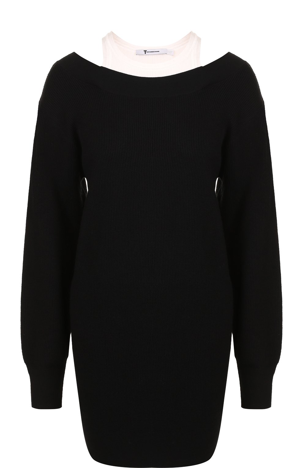 Шерстяное мини-платье с контрастным воротником ALEXANDERWANG.T, арт. 4K386018N3, фото 1