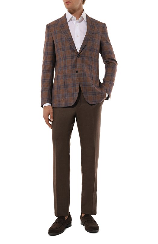 Пиджак из шерсти и шелка Zilli MNT-VG2F-2-C6211/M001 Коричневый  MNT-VG2F-2-C6211/M001 Фото 2