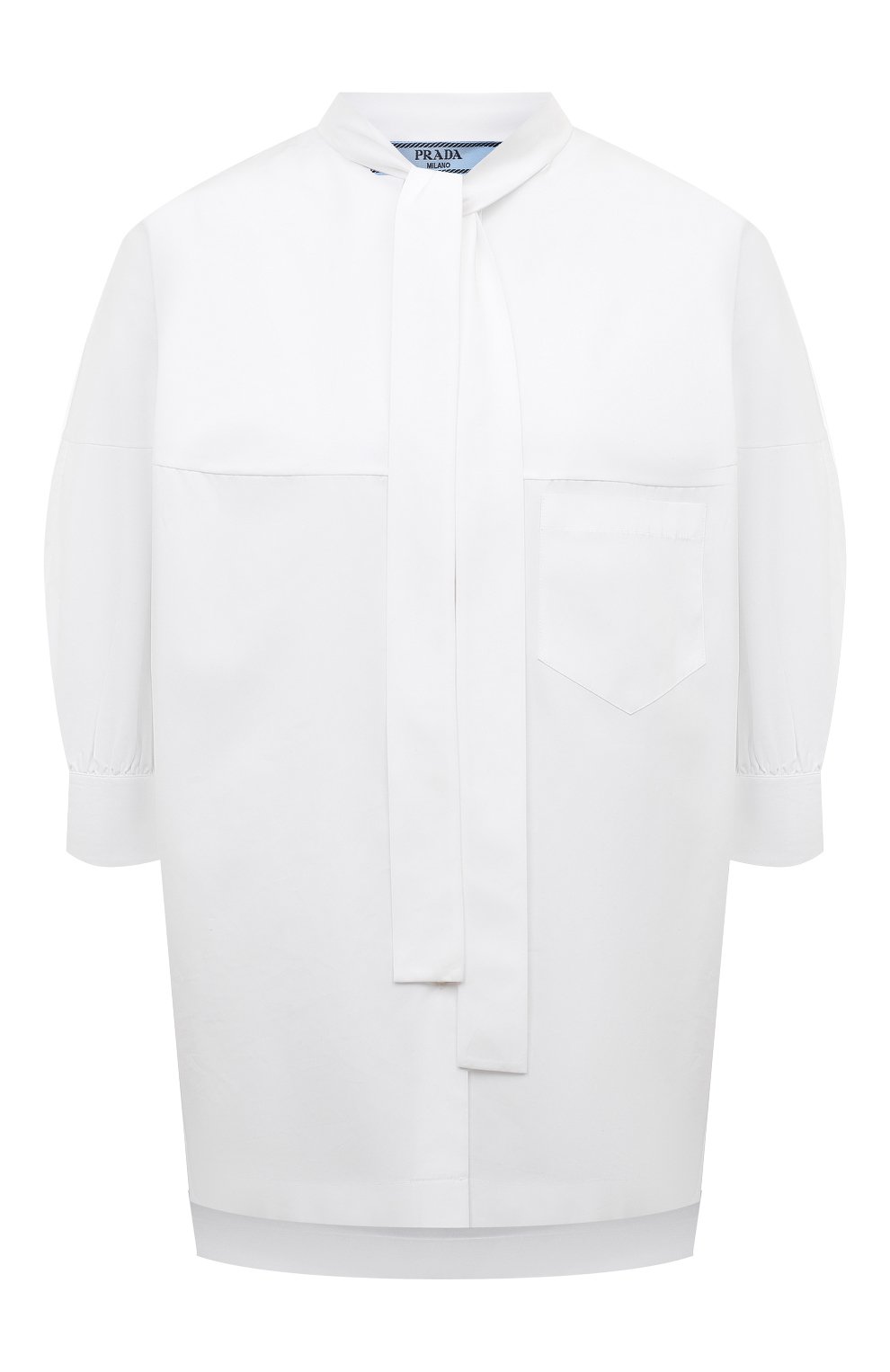 Хлопковая блузка PRADA белого цвета по цене 115000 руб., арт. P495E-1UCX-F0009-211, фото 1 Хлопковая блузка PRADA, арт. P495E-1UCX-F0009-211, фото 1