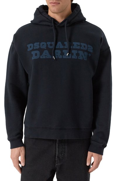 Хлопковое худи DSQUARED2 темно-синего цвета по цене 64000 руб., арт. S71GU0739/S25030, фото 3 Хлопковое худи DSQUARED2, арт. S71GU0739/S25030, фото 3