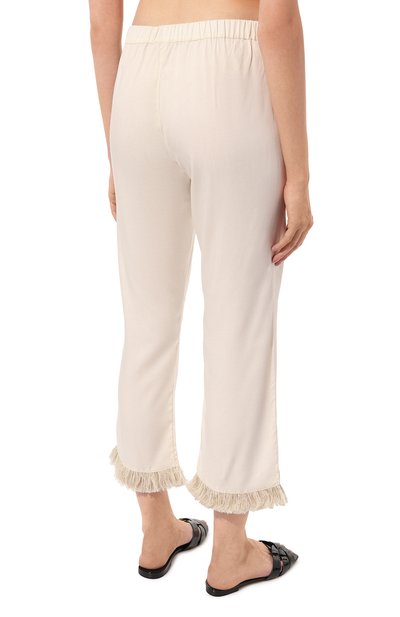 Брюки из вискозы DNUD PARIS кремового цвета по цене 21340 руб., арт. B2417, фото 4 Брюки из вискозы DNUD PARIS, арт. B2417, фото 4