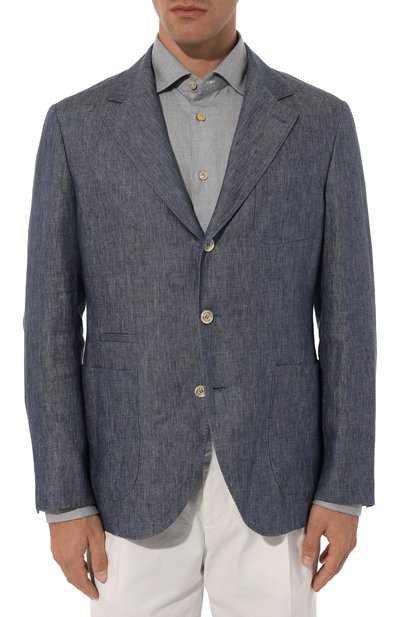 Льняной пиджак BRUNELLO CUCINELLI синего цвета по цене 327000 руб., арт. MS4987BND, фото 4 Льняной пиджак BRUNELLO CUCINELLI, арт. MS4987BND, фото 4