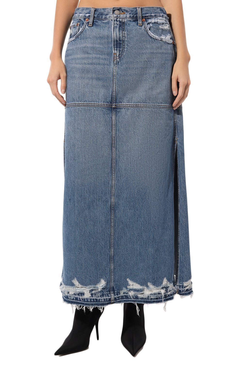 Джинсовая юбка RE/DONE голубого цвета по цене 52750 руб., арт. 148-05WMRSPSK, фото 3 Джинсовая юбка RE/DONE, арт. 148-05WMRSPSK, фото 3