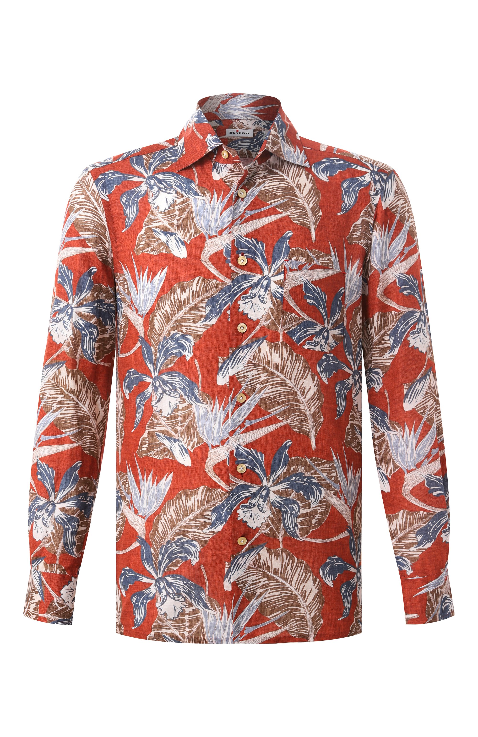 Рубашка из хлопка и льна KITON, арт. UMCNERH0928302, фото 1