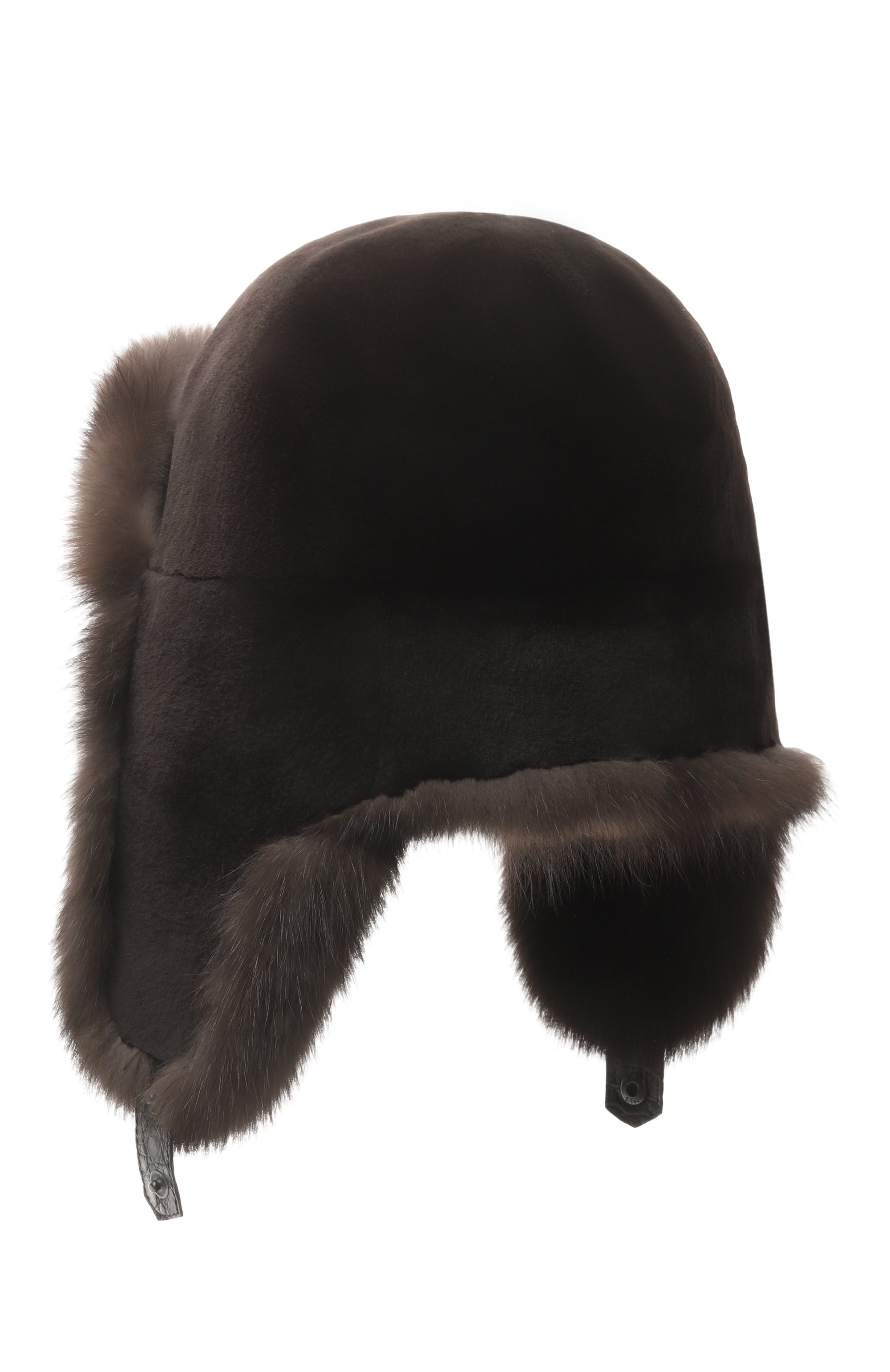 Меховая шапка-ушанка майкл из соболя и норки FURLAND темно-коричневого цвета по цене 360000 руб., арт. 0201431650004100005, фото 2 Меховая шапка-ушанка майкл из соболя и норки FURLAND, арт. 0201431650004100005, фото 2