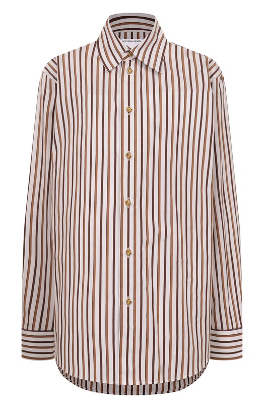 Хлопковая рубашка Bottega Veneta 838420/V5PL0 Коричневый 838420/V5PL0